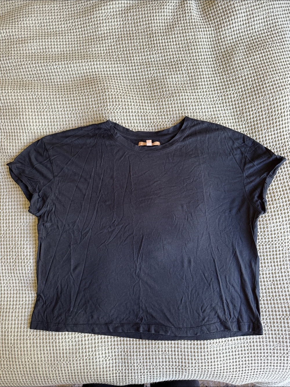 Zara Black Boxy Short Sleeve Crew Tee